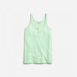 Women's J.Crew Henley Tank Tops Green USA ZKGPQDN36