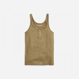 Women's J.Crew Henley Tank Tops Olive USA UQYWXMG89