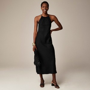 Women's J.Crew High-neck midi Dress Black USA HTRUFMZ09