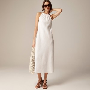 Women's J.Crew High-neck midi Dress White USA CBNLAPE21