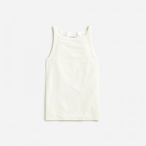 Women's J.Crew High-neck stretch Tank Tops Ivory USA EOFDZUB82