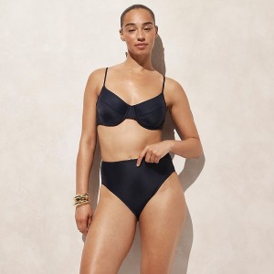 Women's J.Crew High-rise Bikini Bottom Navy USA XFCKOAJ32