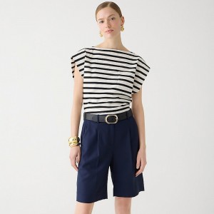 Women's J.Crew High-rise trouser Shorts Navy USA XVFCEDB27