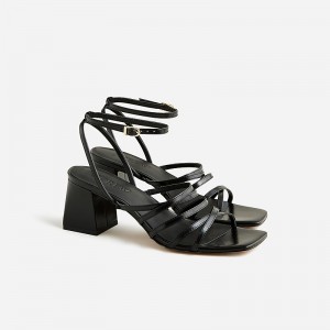 Women's J.Crew Layne strappy heels Sandals Black USA FEKLZDY90