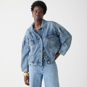 Women's J.Crew Limited-edition Point Sur denim trucker Beach Way wash Jackets Martin Wash USA BJLSEVM98