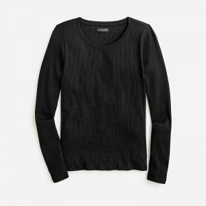 Women's J.Crew Long-sleeve crewneck vintage rib T-shirts Black USA BHWOPRZ37