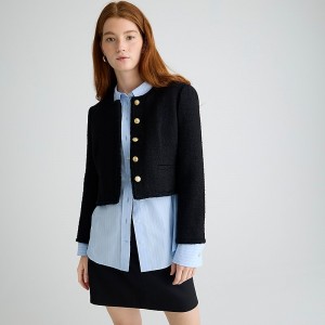 Women's J.Crew Louisa lady maritime tweed Jackets Black USA LVJGKSI89