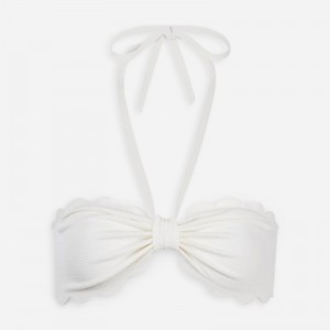 Women's J.Crew MARYSIA Chesapeake Bikini Top White USA JSDTHBY85