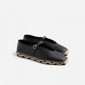 Women's J.Crew Made-in-Spain Mary Jane Espadrilles Black USA LACVDGW12