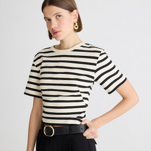 Women's J.Crew Mariner cloth fitted-waist T-shirts Carter Stripe USA YVHCABG62