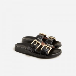 Women's J.Crew Marlow Sandals Black USA DZVPTHI57