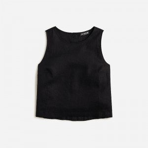 Women's J.Crew Maxine button-back Tops Black USA TNGLQDB98