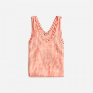 Women's J.Crew Merino-linen blend sweater Tank Tops Peach White Ivory USA DSIPGQH86