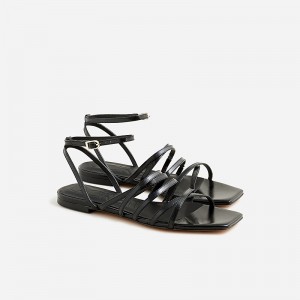 Women's J.Crew New Capri strappy Sandals Black USA FISOWQL84