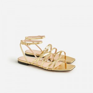 Women's J.Crew New Capri strappy Sandals Dark Gold USA DARHJKV70