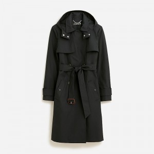 Women's J.Crew New Icon trench Coats Black USA JRCSHWU86