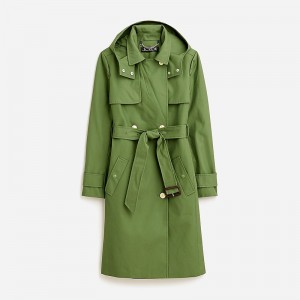 Women's J.Crew New Icon trench Coats Utility Green USA KTNWOXH09