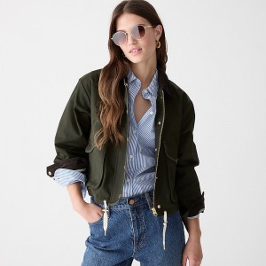 Women's J.Crew New cropped Barn Jacket™ Jackets Dark Moss USA LGYJSEA52