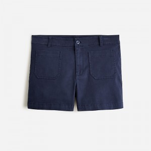 Women's J.Crew New patch-pocket chino Shorts Navy USA QONHELT38