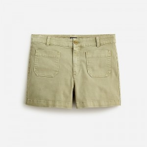 Women's J.Crew New patch-pocket chino Shorts Olive Sand USA AYWRCDX98