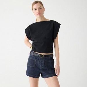 Women's J.Crew Patch-pocket denim resin wash Shorts Resin Rinse USA VFGIJHR95