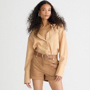 Women's J.Crew Patch-pocket suit Shorts Camel USA UWOKESR53