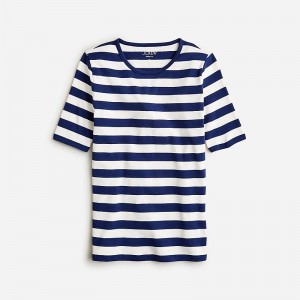 Women's J.Crew Perfect-fit elbow-sleeve T-shirts Montauk Stripe A Evenin USA EFXVBDO05