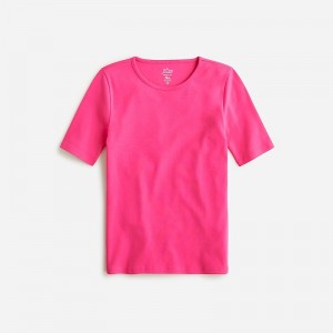 Women's J.Crew Perfect-fit elbow-sleeve T-shirts Sweet Fuchsia USA CIYTLJM64