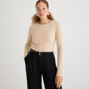 Women's J.Crew Perfect-fit long-sleeve crewneck T-shirts Hthr Camel USA SKIVQEY98