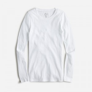 Women's J.Crew Perfect-fit long-sleeve crewneck T-shirts White USA NPJCKRW35