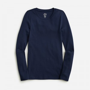 Women's J.Crew Perfect-fit long-sleeve crewneck T-shirts Navy USA VBAITPC39