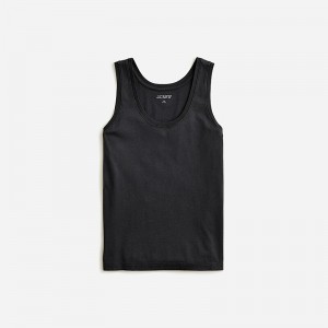 Women's J.Crew Pima cotton scoopneck Tank Tops Black USA QCZFEOK05