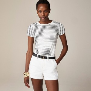 Women's J.Crew Pima cotton slim-fit T-shirts Alexa Stripe Ivory Even USA ZHICFPB56