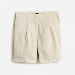 Women's J.Crew Pleated capeside chino Shorts Natural USA BUKEQXJ60