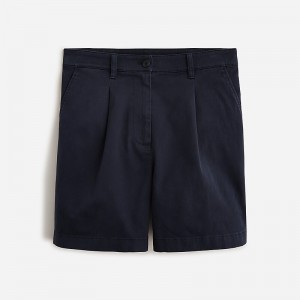 Women's J.Crew Pleated capeside chino Shorts Navy USA HWFJMSD24