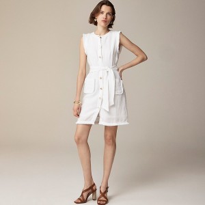 Women's J.Crew Raw-hem mini Shirtdress White USA MXNVBZS39