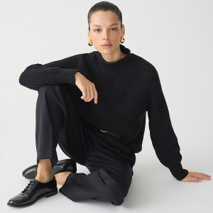 Women's J.Crew Relaxed Rollneck™ Sweaters Black USA DLQJSFT91