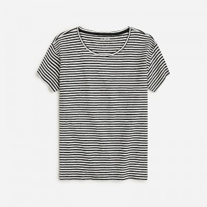 Women's J.Crew Relaxed T-shirts Jade Stripe Black Natur USA OZGNURW79