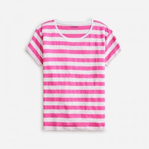 Women's J.Crew Relaxed T-shirts Montauk Stripe Neon Fla USA CYWIAXF37