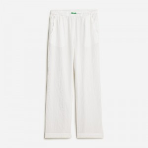 Women's J.Crew Relaxed beach striped airy gauze Pants White USA OXSCFJR40