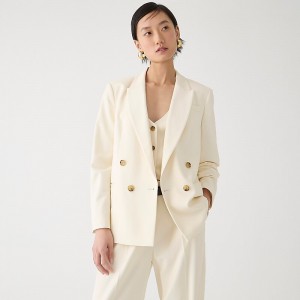 Women's J.Crew Relaxed double-breasted Blazers Soft Ivory USA YEUDOPN43