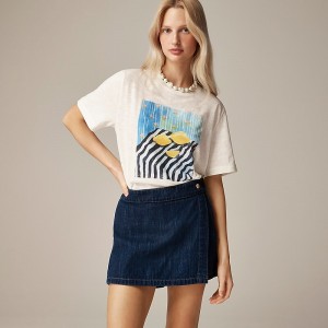 Women's J.Crew Relaxed-fit "Lemons"graphic T-shirts Painted Lemons Stripes USA LDBSCWZ96