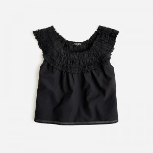 Women's J.Crew Rosalie Tops Black USA LONGYDB89