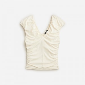 Women's J.Crew Ruched V-neck Tank Tops Ivory USA QAHRBPU82