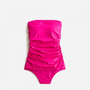 Women's J.Crew Ruched bandeau one-piece Swimsuit Radiant Fuchsia USA QSTLCWU26