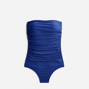 Women's J.Crew Ruched bandeau one-piece Swimsuit Harbor View USA WQMUDVL01