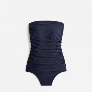 Women's J.Crew Ruched bandeau one-piece Swimsuit Navy USA UPXCHVF74