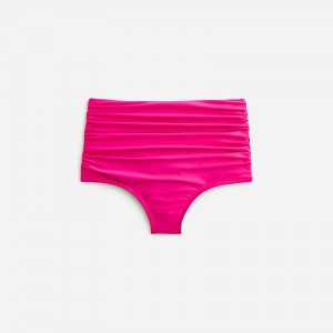 Women's J.Crew Ruched high-rise full-coverage Bikini Bottom Radiant Fuchsia USA DPIZHRO97