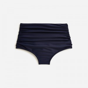 Women's J.Crew Ruched high-rise full-coverage Bikini Bottom Navy USA UBMXTRE12