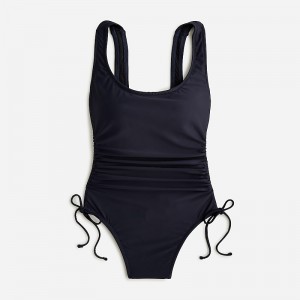 Women's J.Crew Ruched side-tie one-piece Swimsuit Navy USA VPBGFMZ62